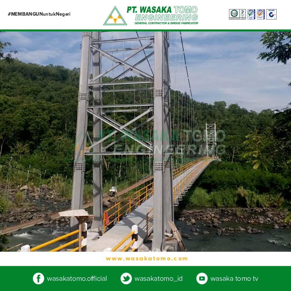 Jembatan Rangka Baja, Jembatan Gantung Bentang 120 Meter | Kontraktor Jembatan | Fabrikator Jembatan