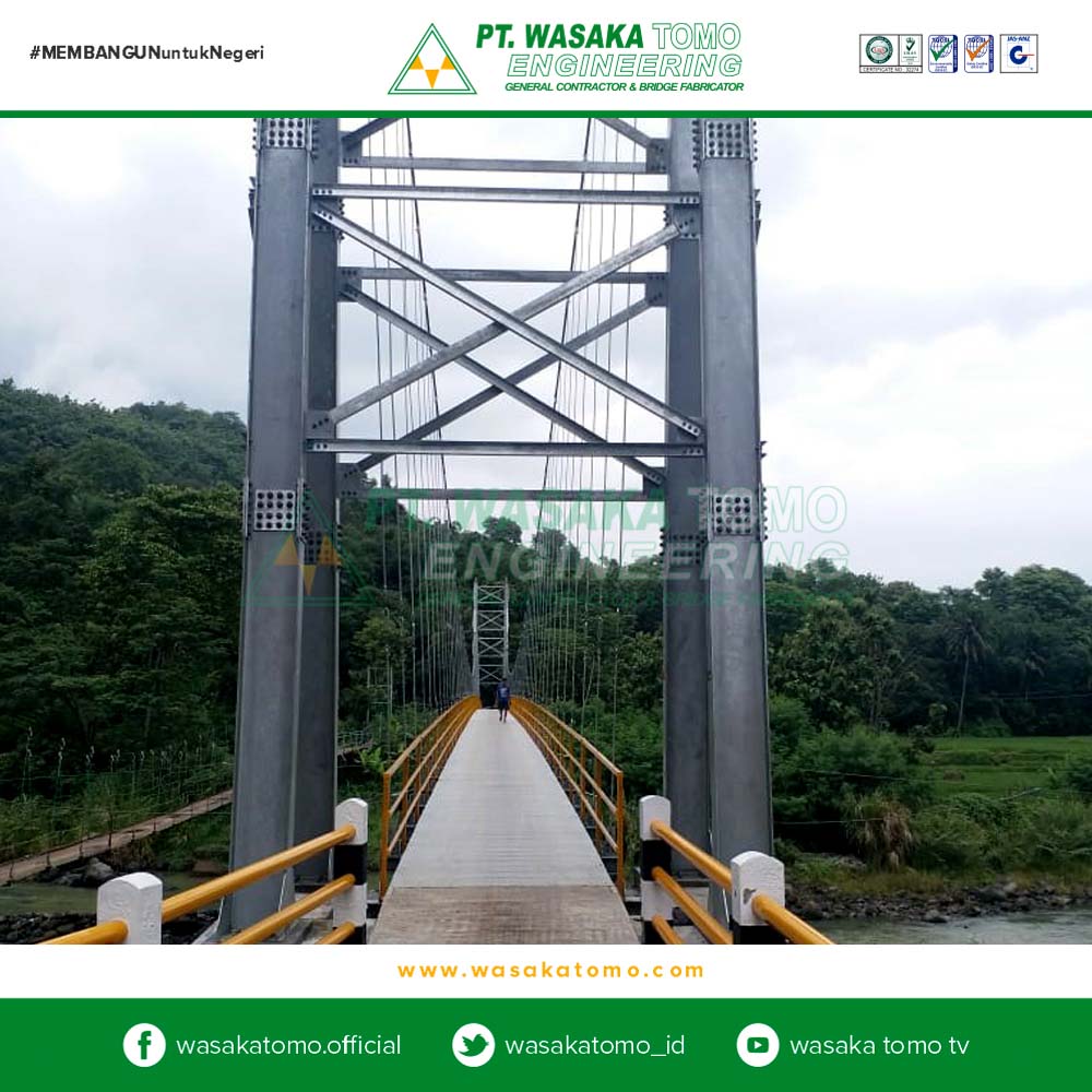 Jembatan Rangka Baja, Jembatan Gantung Bentang 120 Meter | Kontraktor Jembatan | Fabrikator Jembatan Baja