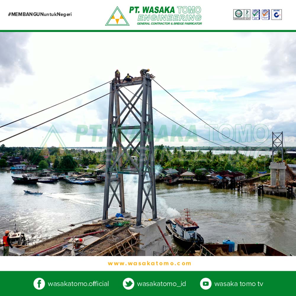 Jembatan Rangka Baja, Progress-3 : Jembatan Gantung 100 Meter - Antasan Bromo | Kontraktor Jembatan | Fabrikator Jembatan Baja