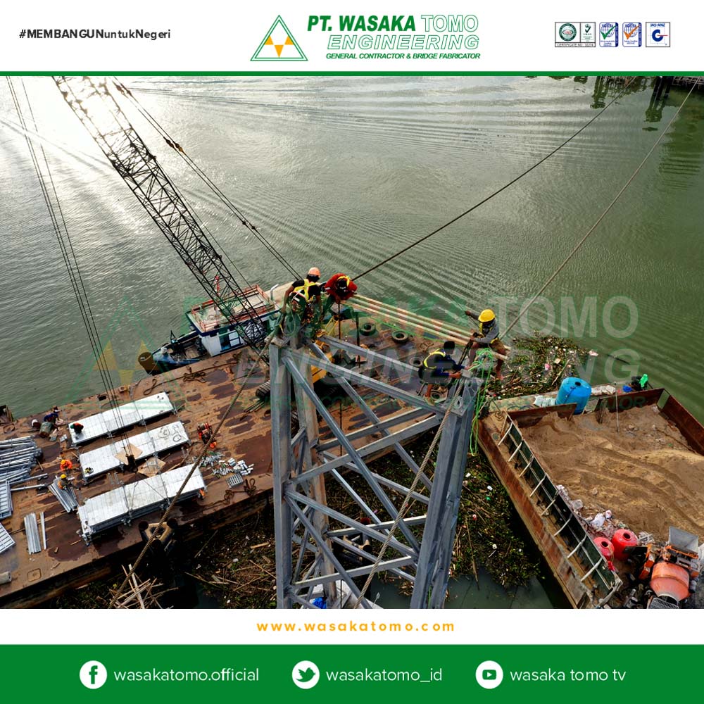 Jembatan Rangka Baja, Progress-3 : Jembatan Gantung 100 Meter - Jembatan Antasan Bromo | Kontraktor Jembatan | Fabrikator Jembatan Baja
