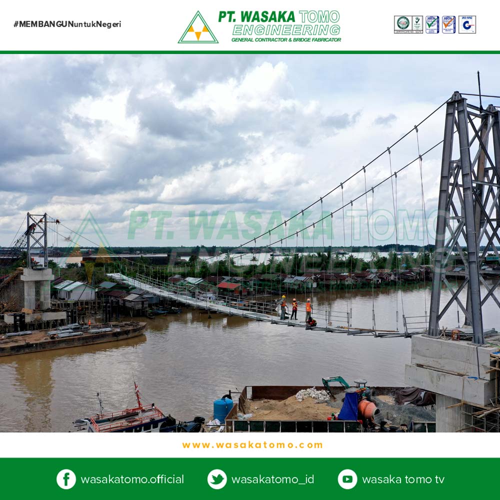 Jembatan Rangka Baja, Progress-6 : Jembatan Gantung 100 Meter - Jembatan Antasan Bromo | Kontraktor Jembatan | Fabrikator Jembatan Baja
