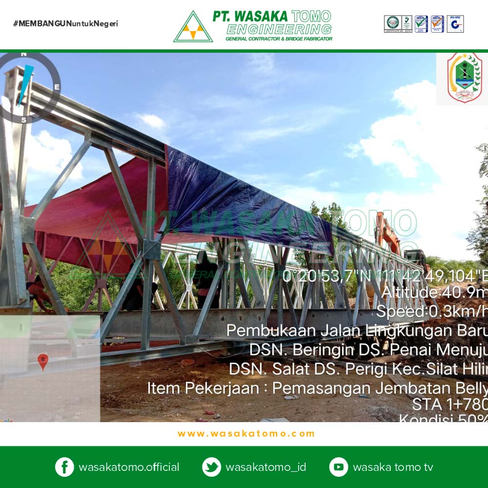 Pembangunan Jembatan Bailey Panel Bentang 18 Meter, Pontianak, Kalimantan Barat - Kab. Kapuas Hulu | Kontraktor Jembatan | Fabrikator Jembatan Baja
