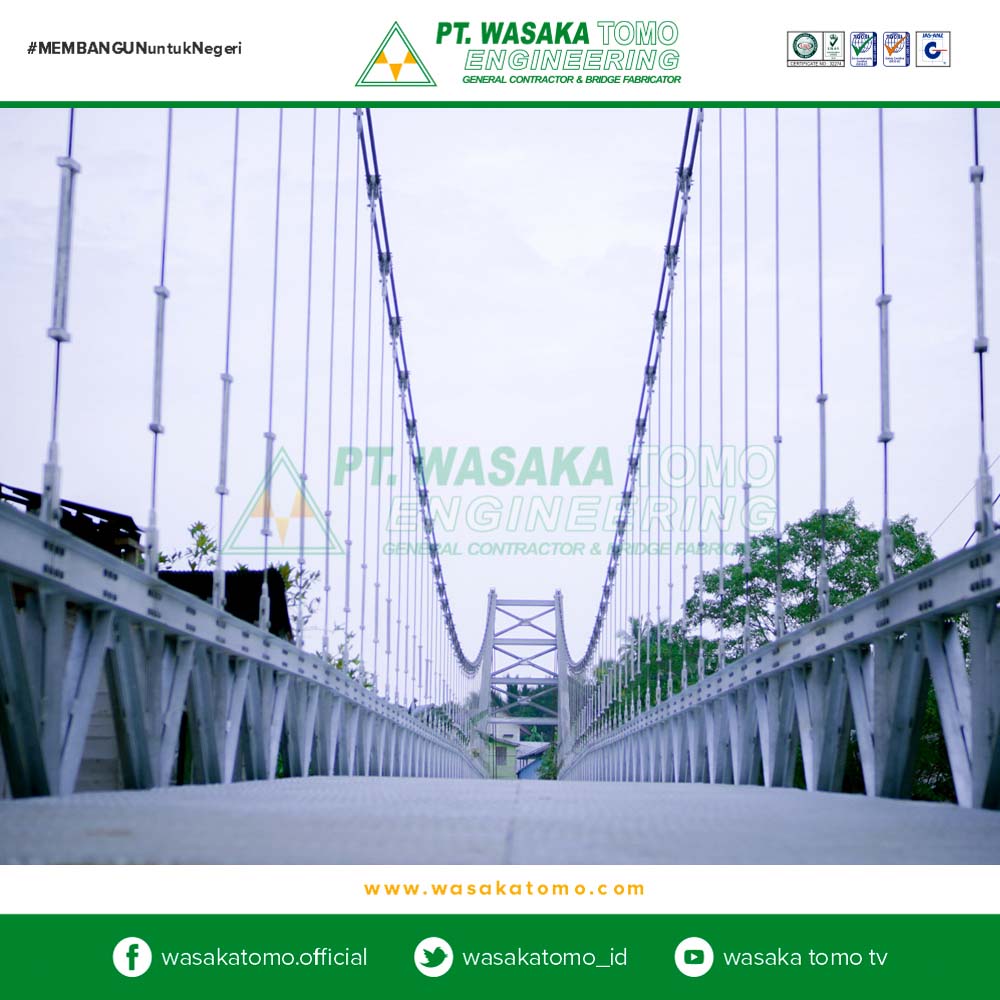 Jembatan Rangka Baja, Jembatan Gantung 100 Meter, Pangkalan Tabalong, Kalimantan Selatan | Kontraktor Jembatan | Fabrikator Jembatan Baja