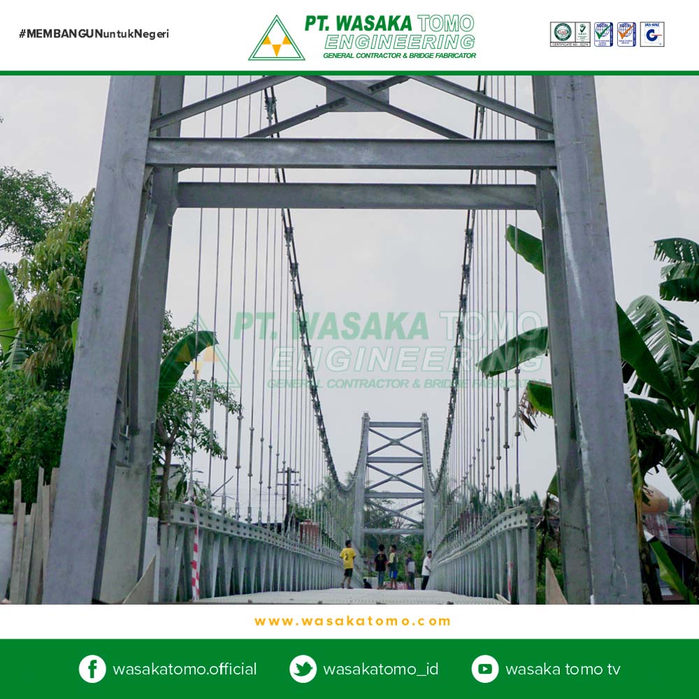 Jembatan Rangka Baja, Jembatan Gantung 100 Meter, Pangkalan Tabalong, Kalimantan Selatan | Kontraktor Jembatan | Fabrikator Jembatan Baja
