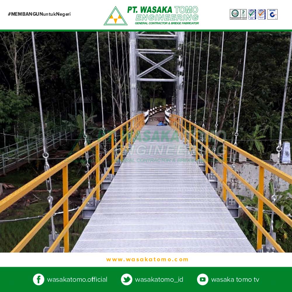 Jembatan Rangka Baja, Jembatan Gantung 120 Meter Panyindangan | Kontraktor Jembatan | Fabrikator Jembatan Baja