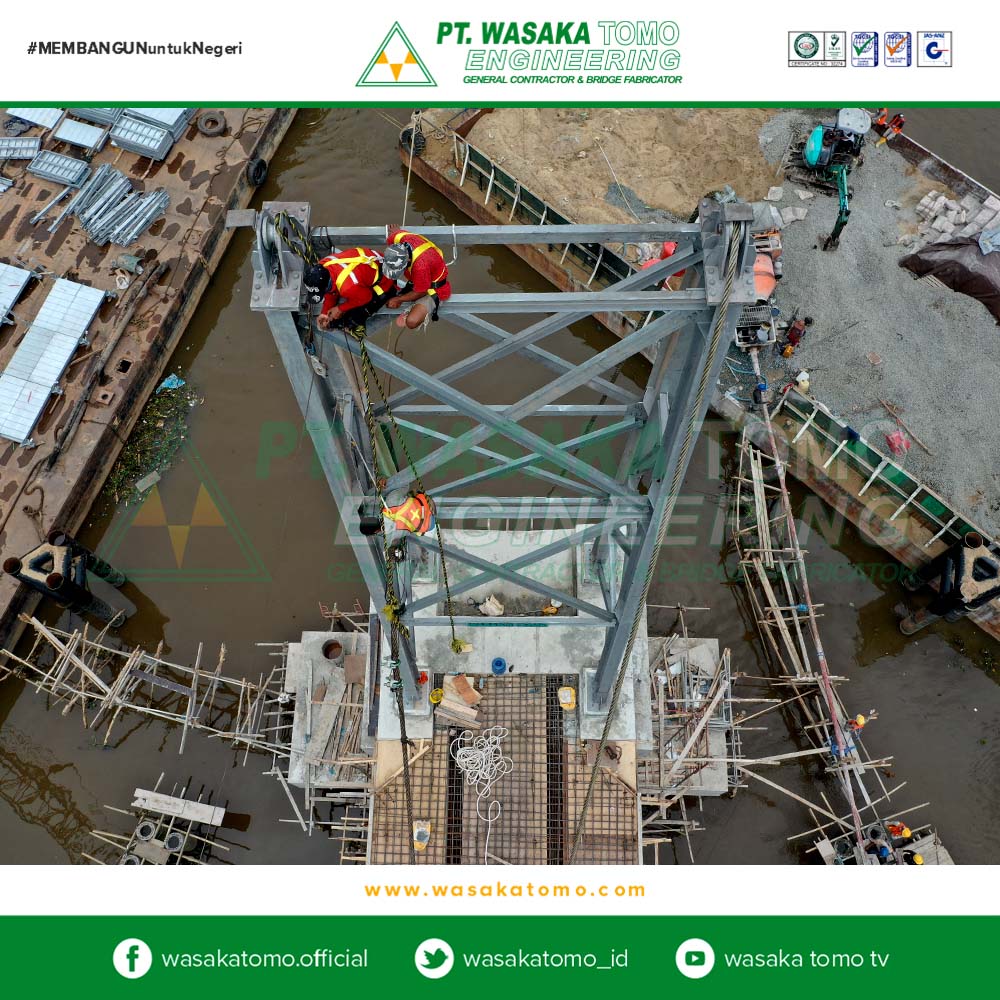 Jembatan Rangka Baja, Progress-1 : Jembatan Gantung 100 Meter - Jembatan Antasan Bromo | Kontraktor Jembatan | Fabrikator Jembatan Baja