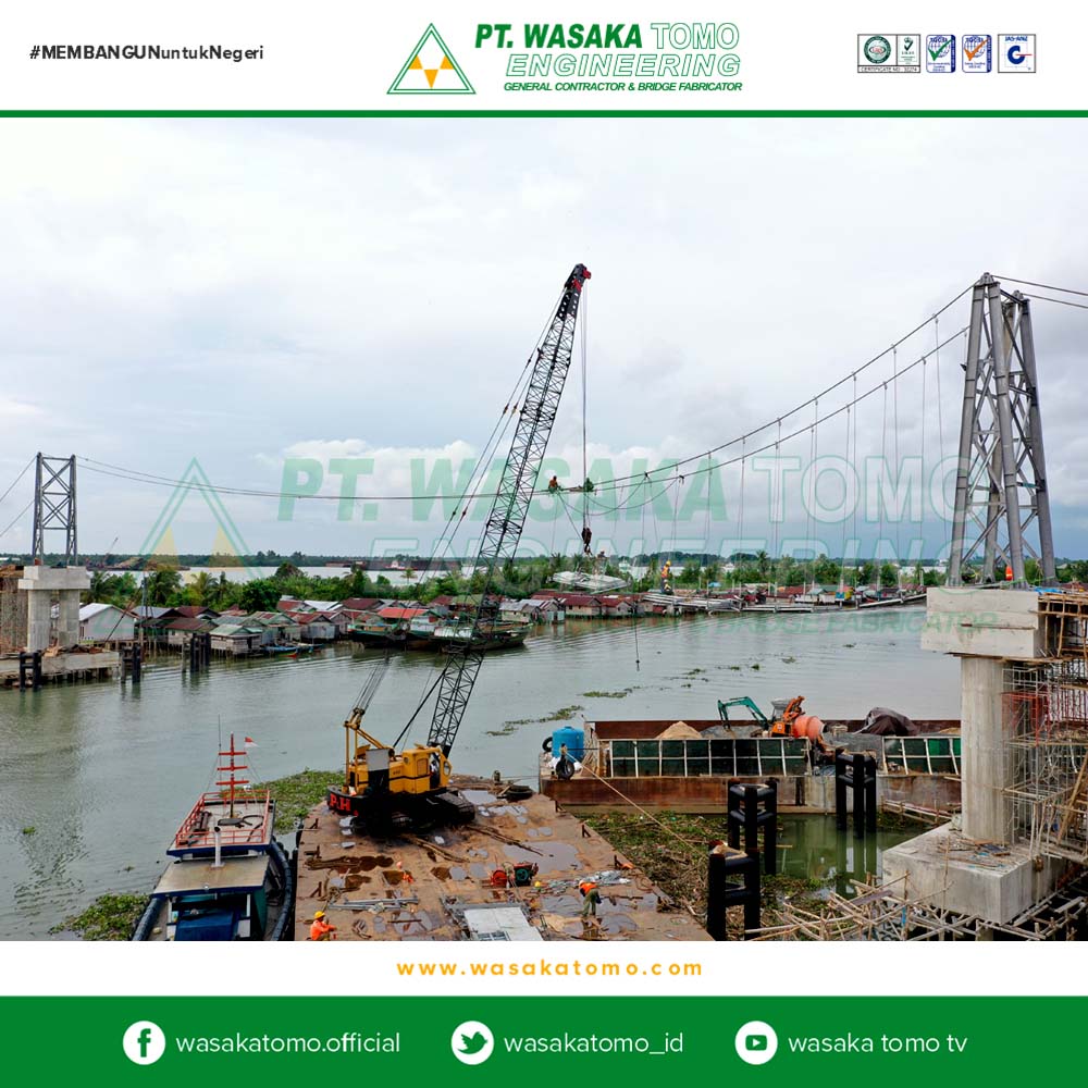 Jembatan Rangka Baja, Progress-4 : Jembatan Gantung 100 Meter - Jembatan Antasan Bromo | Kontraktor Jembatan | Fabrikator Jembatan Baja