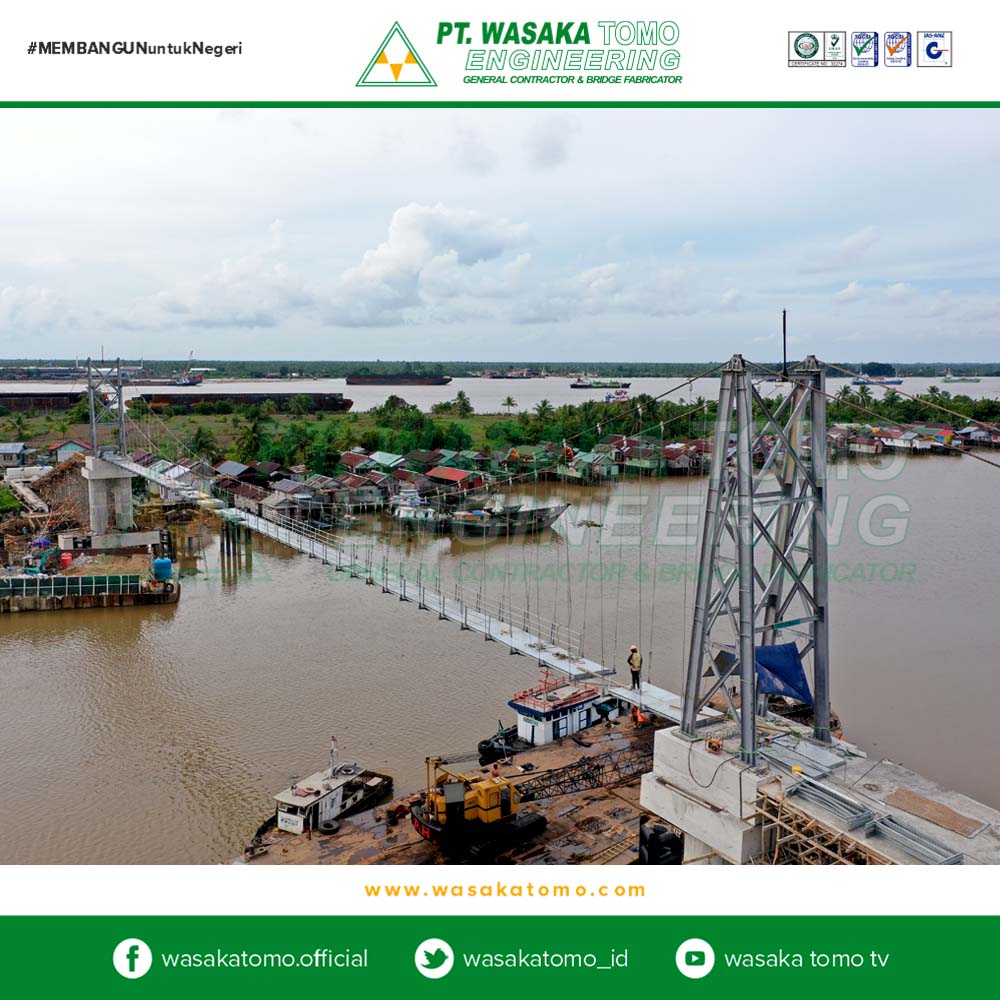 Jembatan Rangka Baja, Progress-7 : Jembatan Gantung 100 Meter - Antasan Bromo | Kontraktor Jembatan | Fabrikator Jembatan Baja