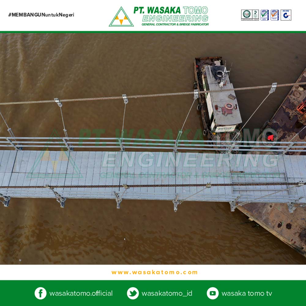 Jembatan Rangka Baja, Progress-7 : Jembatan Gantung 100 Meter - Jembatan Antasan Bromo | Kontraktor Jembatan | Fabrikator Jembatan Baja